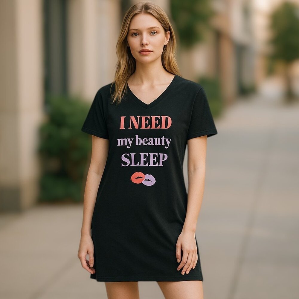 Joe Fresh Long Black Night Gown Shirt T-Shirt Novelty Sleepwear Size XL